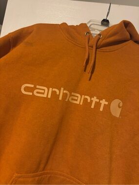 Carhartt Rust Orange Logo Pullover Loose Fit Hoodie